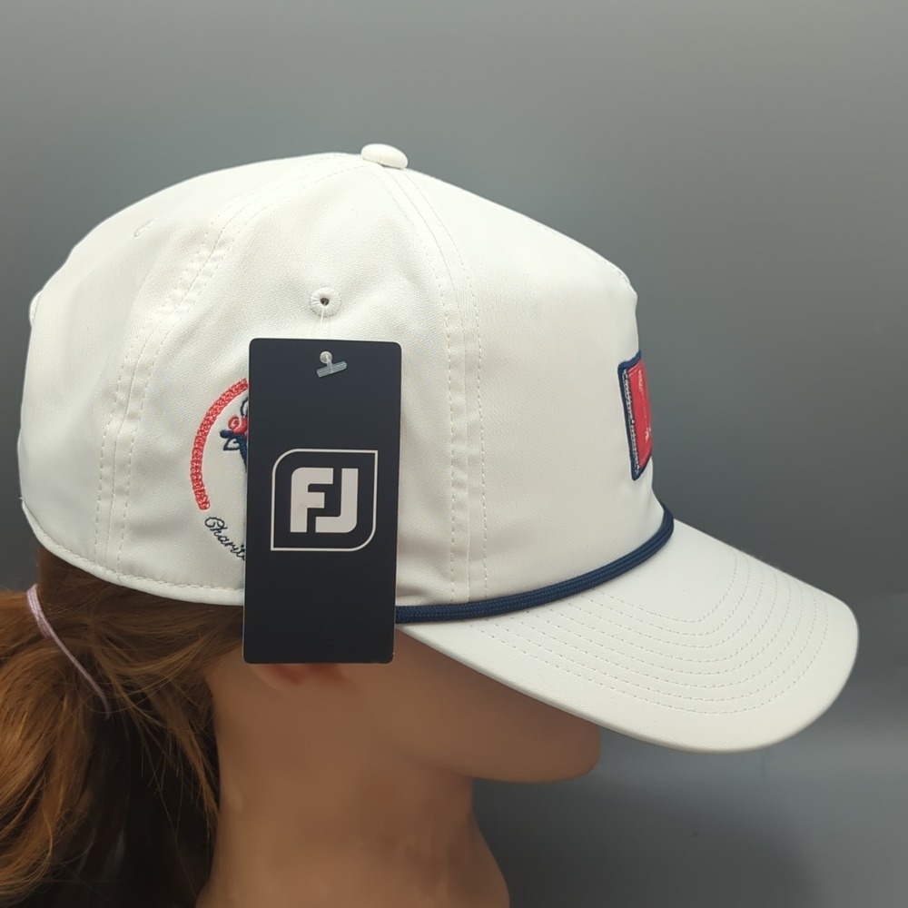 FootJoy Tony's Market 5 Panel 18th Flag White/Red Adjustable Snapback Rope Hat - Picture 6 of 13